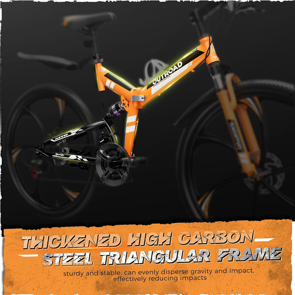 26" Folding Adult Mountain Bike | 21-Speed Full-Suspension MTB
