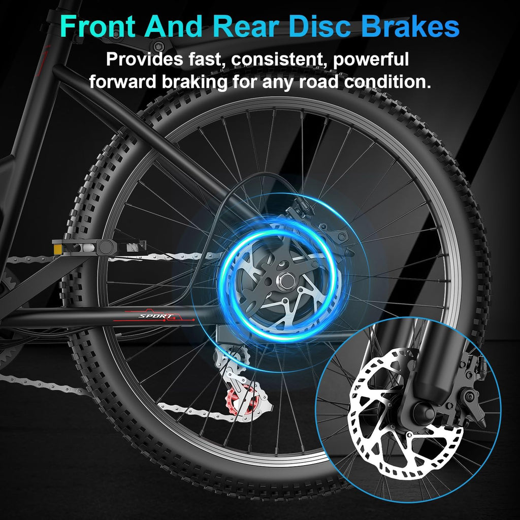 26" All-Terrain Step-Thru Electric Commuter Bike – 1500W Peak High-Torque Motor, 48V 13Ah Integrated Removable Battery, Adjustable Stem, 7-Speed, UL 2849 Safety Certified