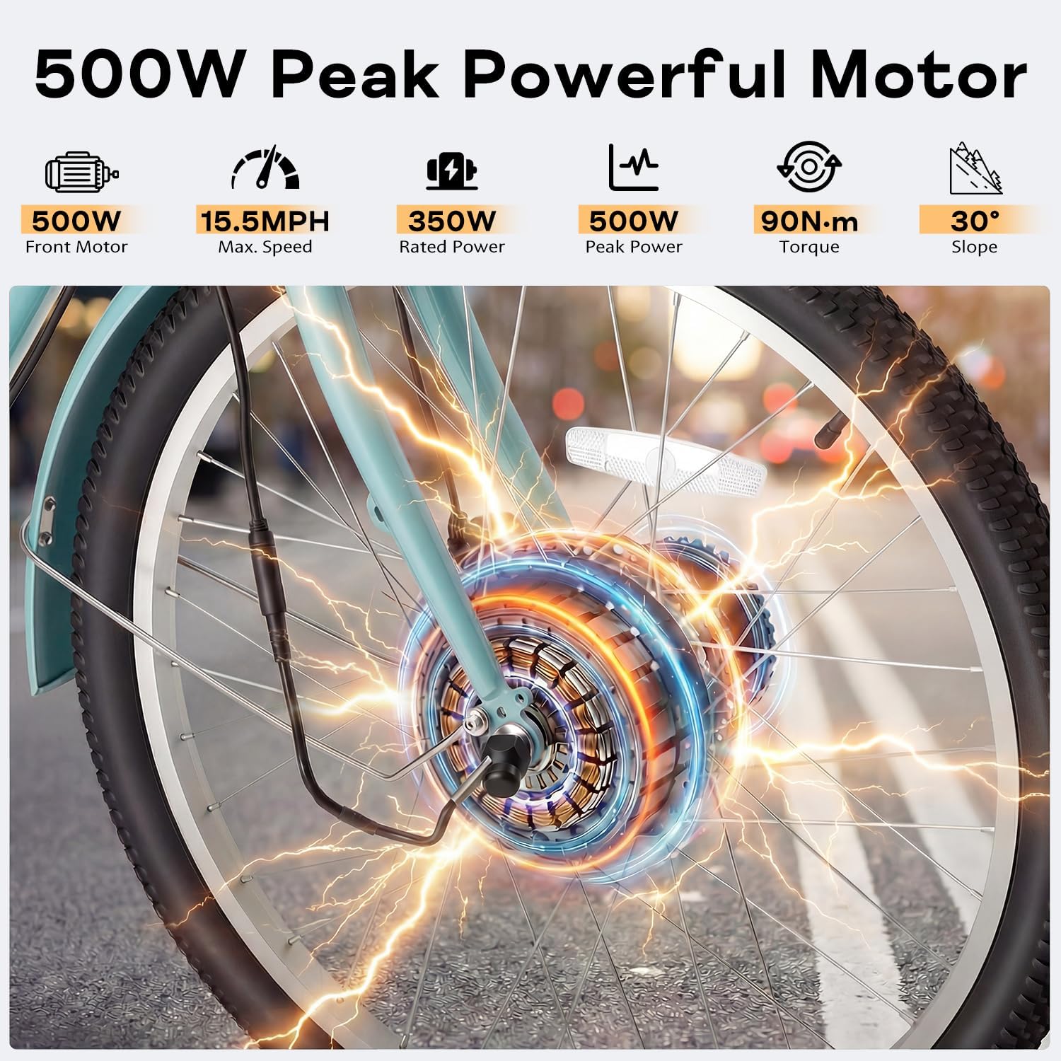 500W Peak Adult Electric Trike | 24" 3-Wheel E-Bike with 55-Mile Range
