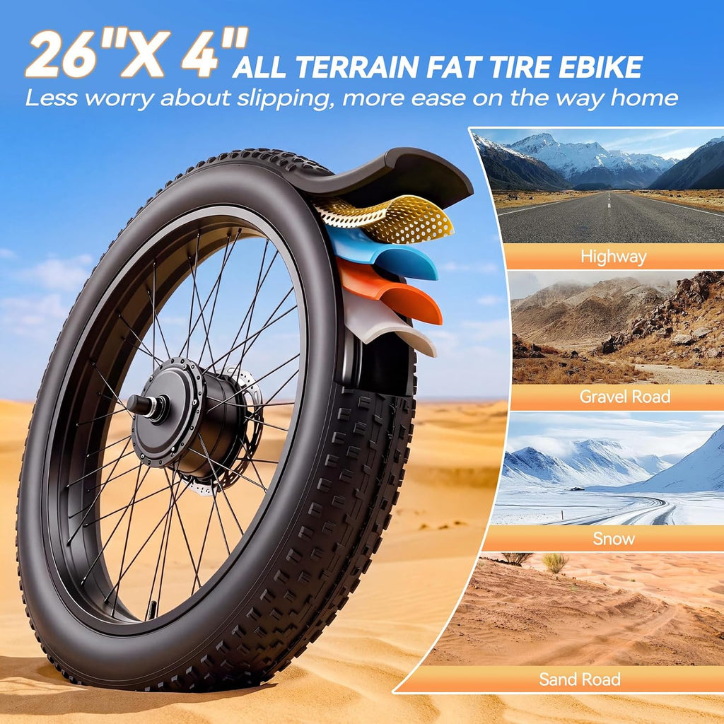 8000W Dual Motor Electric Bike – 26" All-Terrain Fat Tire E-Bike with Full Suspension