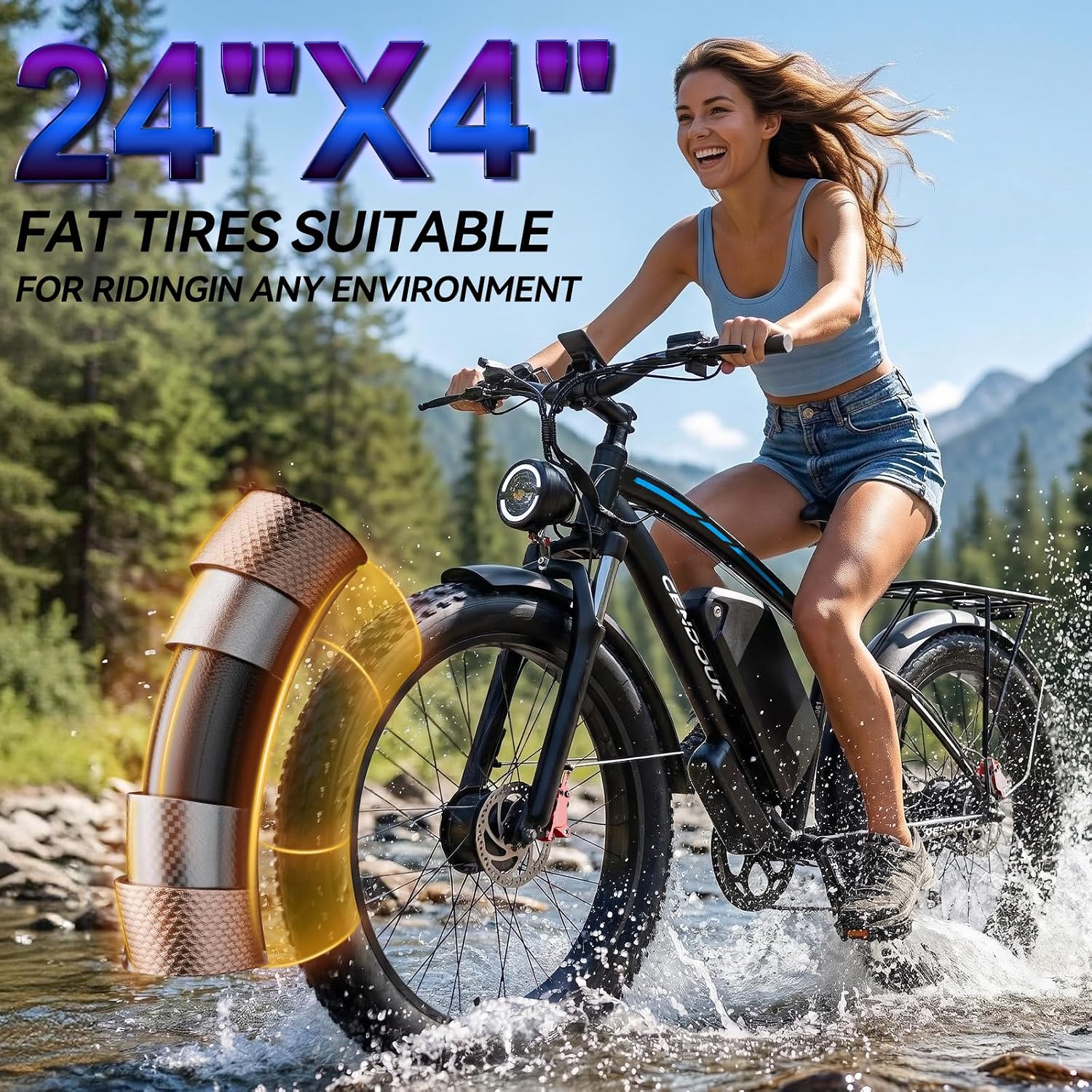 Dual Motor All-Terrain Electric Bike (2026 Upgrade) | 9000W Peak, 58V 36Ah Battery, 47 MPH, 24" Fat Tires, 105-Mile Range with Hydraulic Brakes