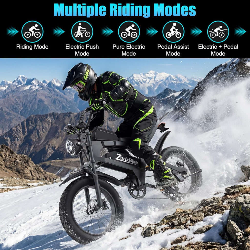 Retro Fat Tire Electric Bike – 1500W (3000W Peak) Motor, 48V 20Ah, 20" x 4.0" All-Terrain E-Bike