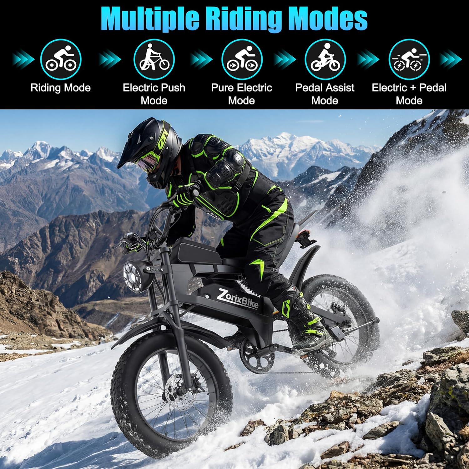 Retro Fat Tire Electric Bike – 1500W (3000W Peak) Motor, 48V 20Ah, 20" x 4.0" All-Terrain E-Bike