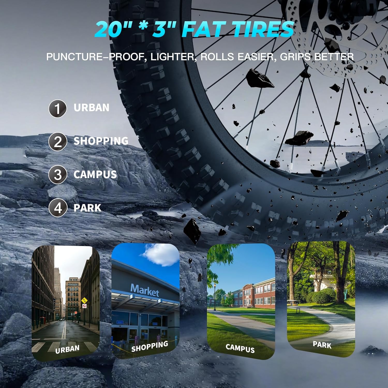 20" Foldable All-Terrain Fat Tire Electric Bike – 983W Peak Power E-Bike for Adults & Teens (20MPH, 48V 748.8Wh Removable Lithium Battery, 40–70 Mile Range, Front Suspension, UL Certified)