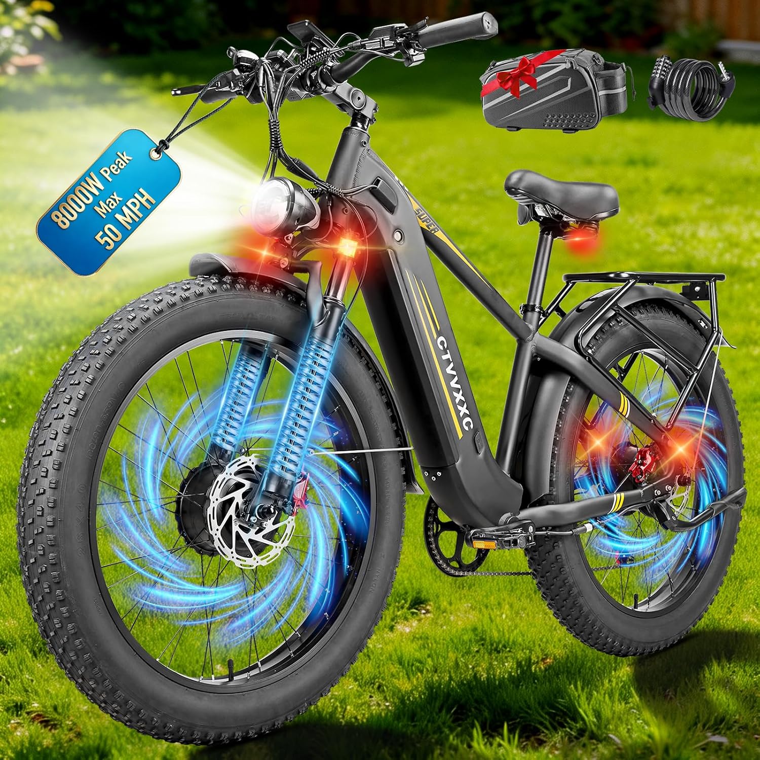 Peak 8000W Dual Motor Fat Tire Electric Bike | 50 MPH High-Speed Adult E-Bike (52V, 26" Off-Road)