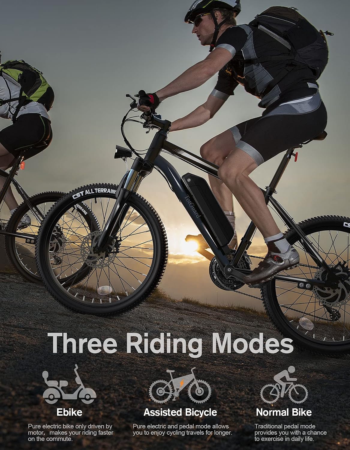 26" Electric Mountain & Commuter Bike – Peak 500W Brushless Motor, 374Wh Removable Battery, 21-Speed Trail E-Bike with Suspension Fork