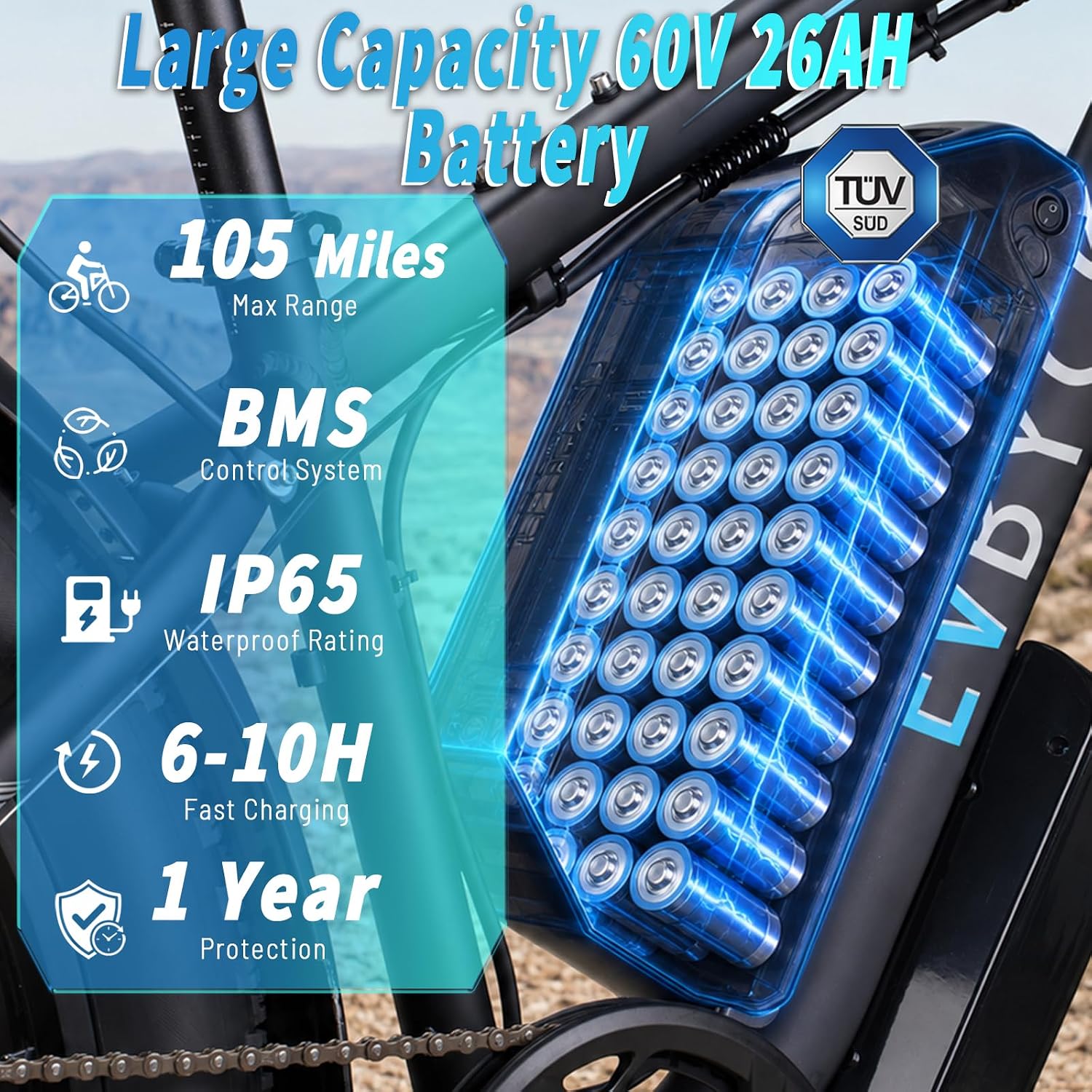 9000W Peak Dual Motor Adult Mountain Electric Bike | 24" Fat Tire E-Bike