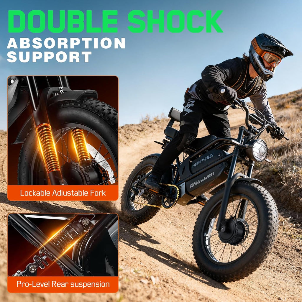 All-Terrain 20" Fat Tire Electric Bike – 5000W Peak Dual Motor, 36MPH Max Speed, 48V 38Ah Removable Battery, 85+ Miles Range
