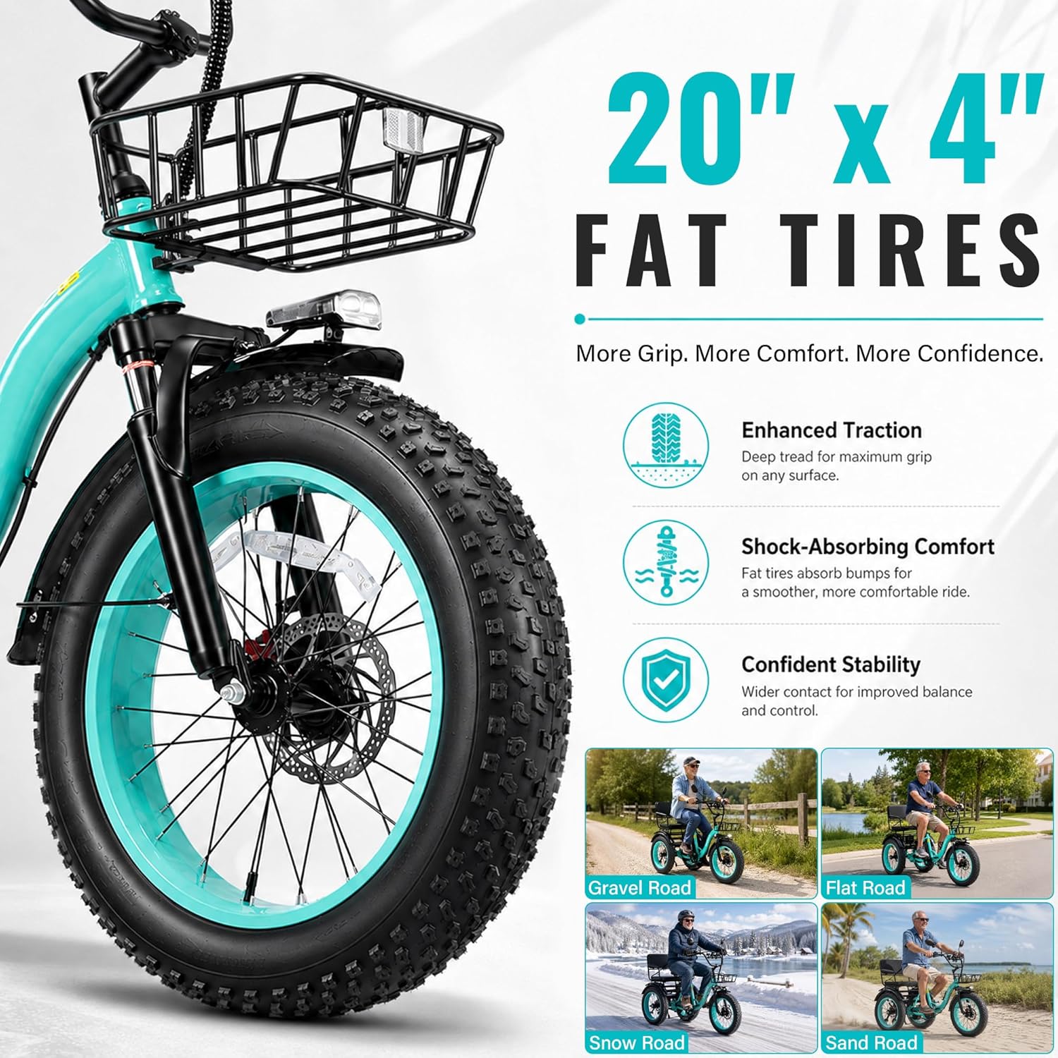 2-Seater Electric Tricycle with Passenger Seat | Peak 1350W, 48V, Dual Baskets