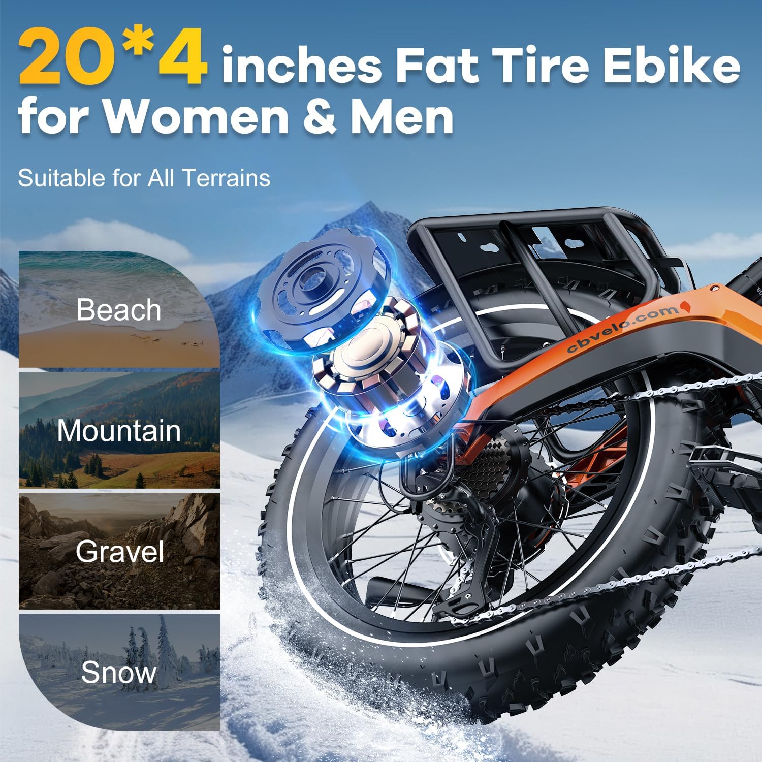 1000W Folding Electric Mountain Bike | 20" Fat Tire, 35MPH, 100-Mile Range