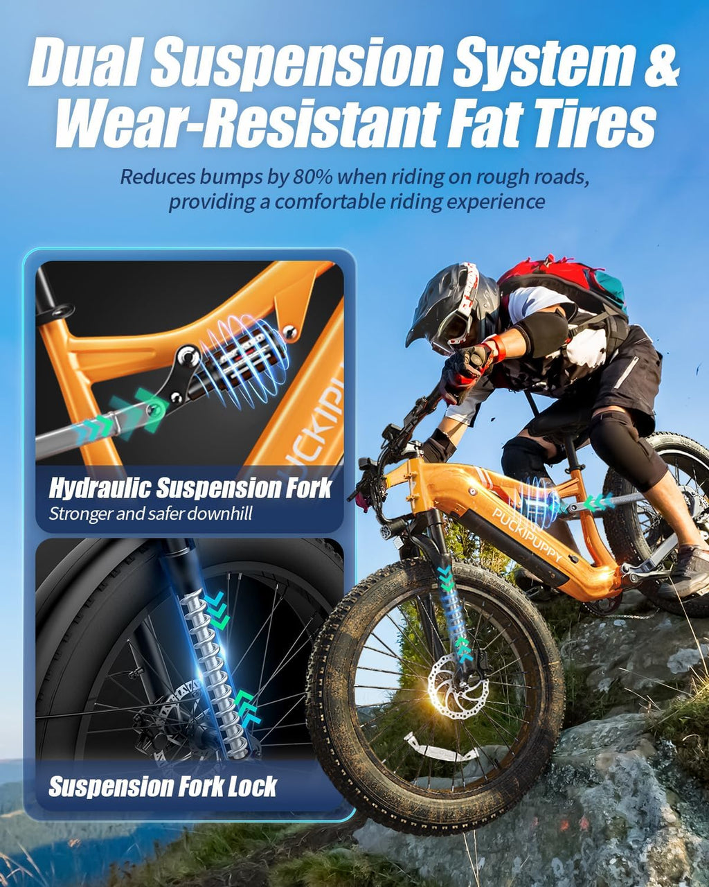 Full Suspension Fat Tire Electric Mountain Bike | Torque Sensor & 8-Speed