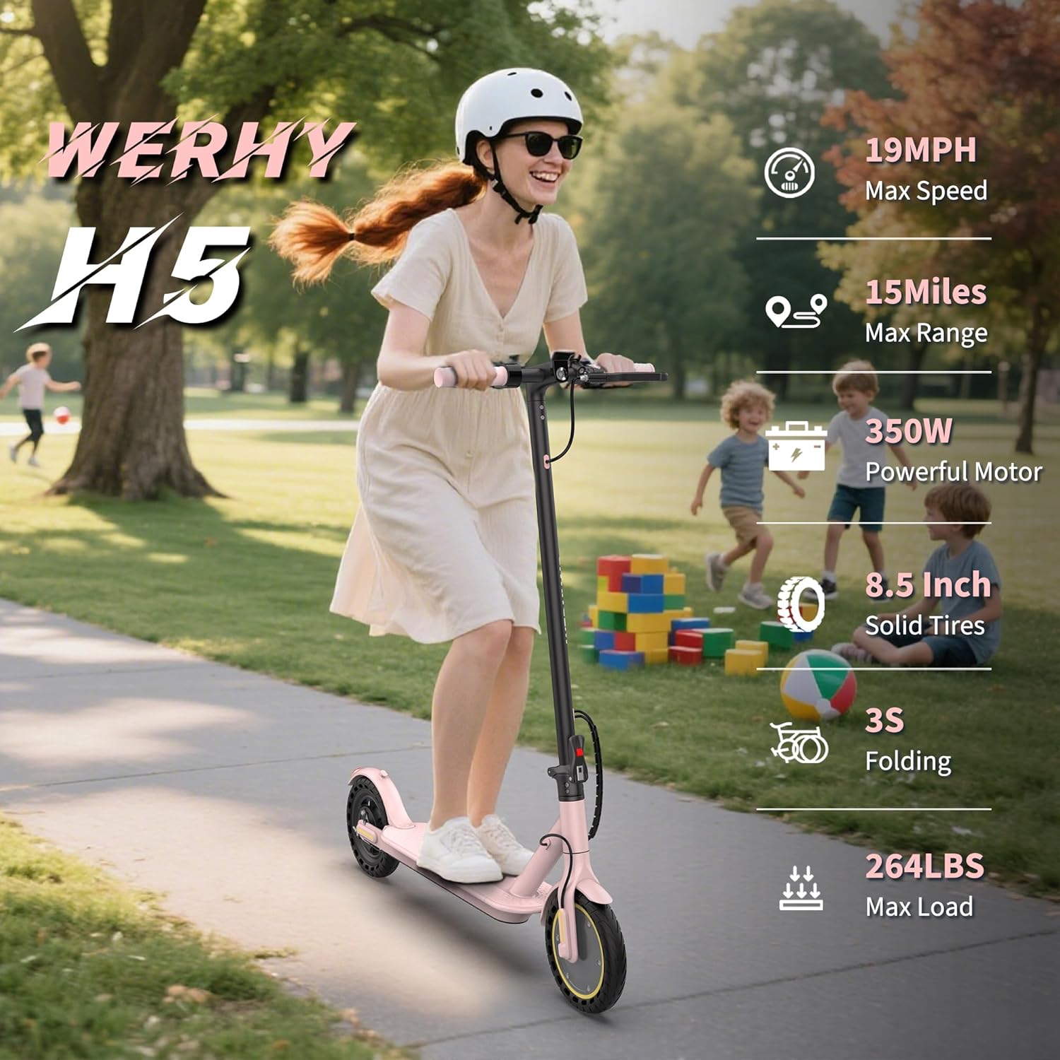 Electric Scooter, 500W/350W/800W/1000W Motor & 10"/8.5" Solid Tires, Up to 22/19 MPH & 28/25/15