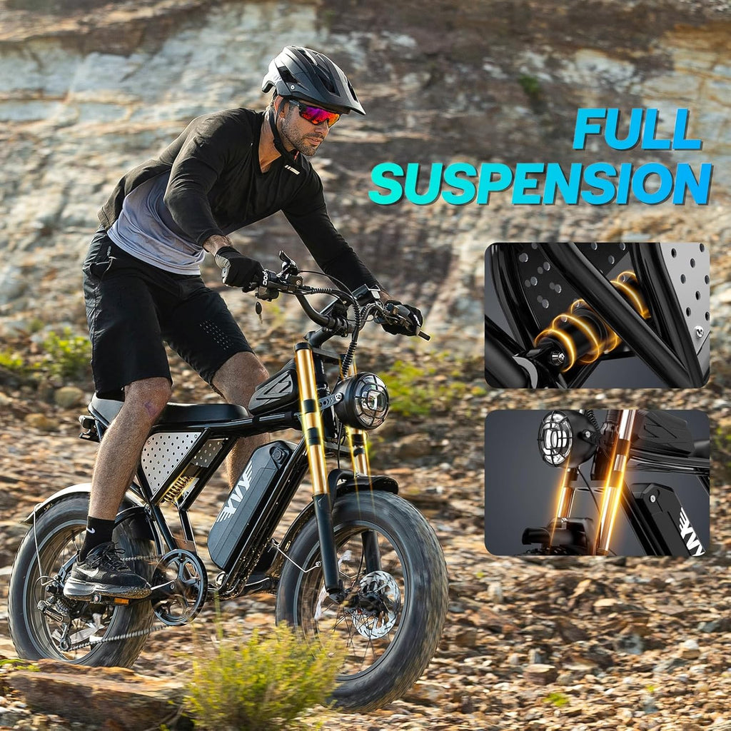 20" Fat Tire All-Terrain Electric Bike – 1500W-3000W Peak Motor & Full Suspension