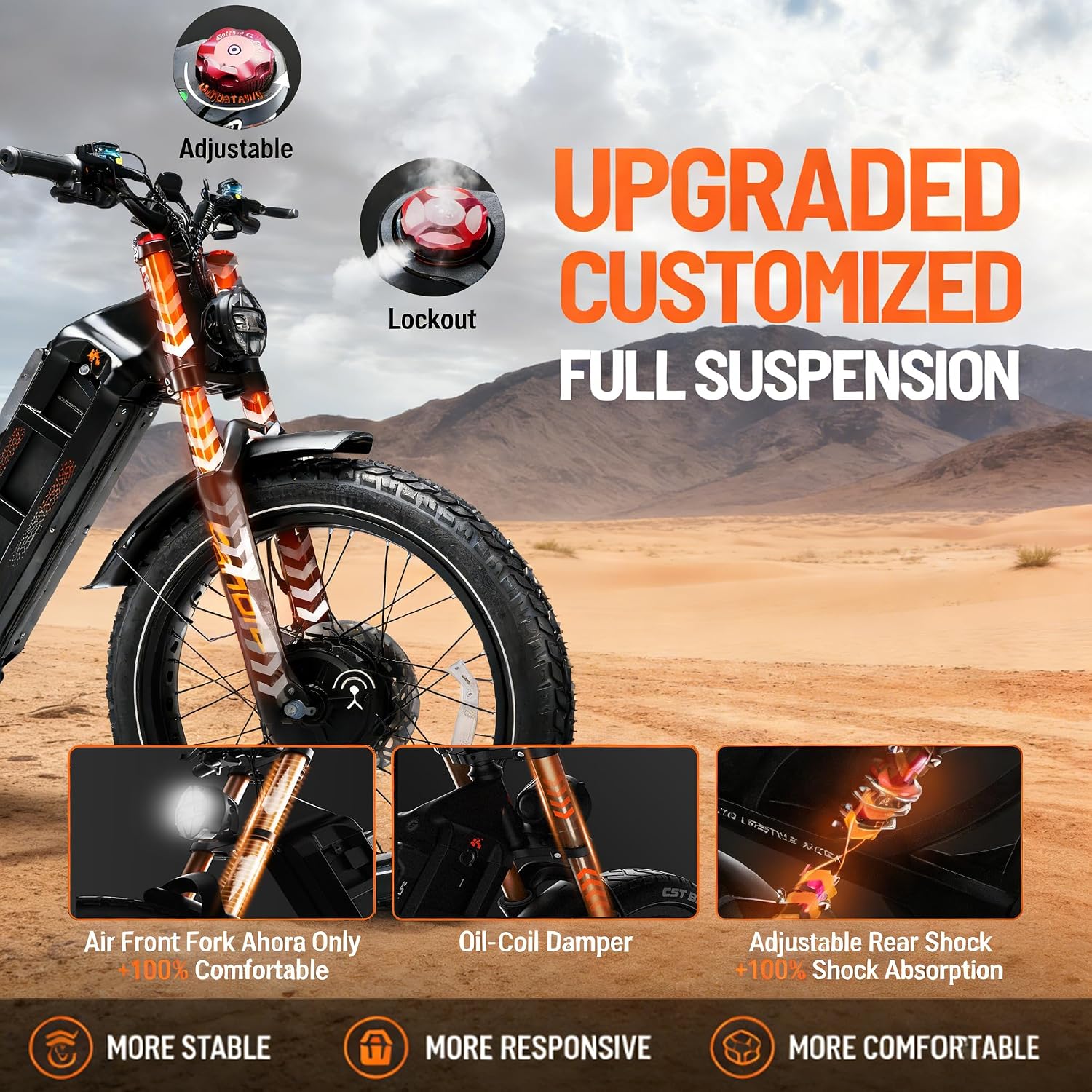 4000W Dual Motor Off-Road Electric Bike – 26" All-Terrain Fat Tire E-Bike with 200-Mile Long Range & Full Suspension