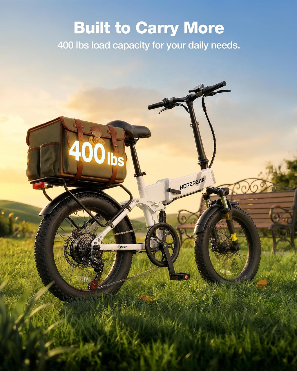 1200W Peak Folding Electric Bike | 20" Fat Tire Full Suspension E-Bike