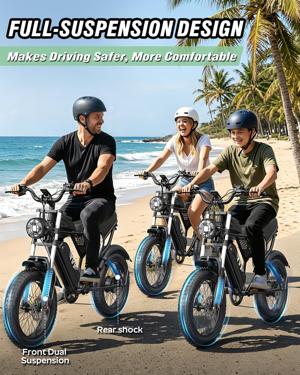 Electric Bike 1500W-3000W Peak Motor, 48V 15.6-40AH