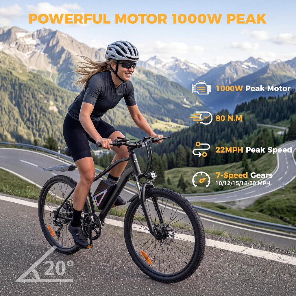 Electric Bike for Adults, 1500W/1000W Peak Motor 26" Ebike