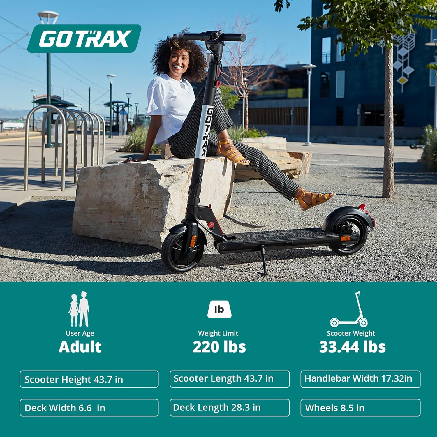 Electric Scooter for Adults, Max 16 Mile Range and 15.5Mph Speed 250W/300W Motor, 8.5" Tire, with Long Life
