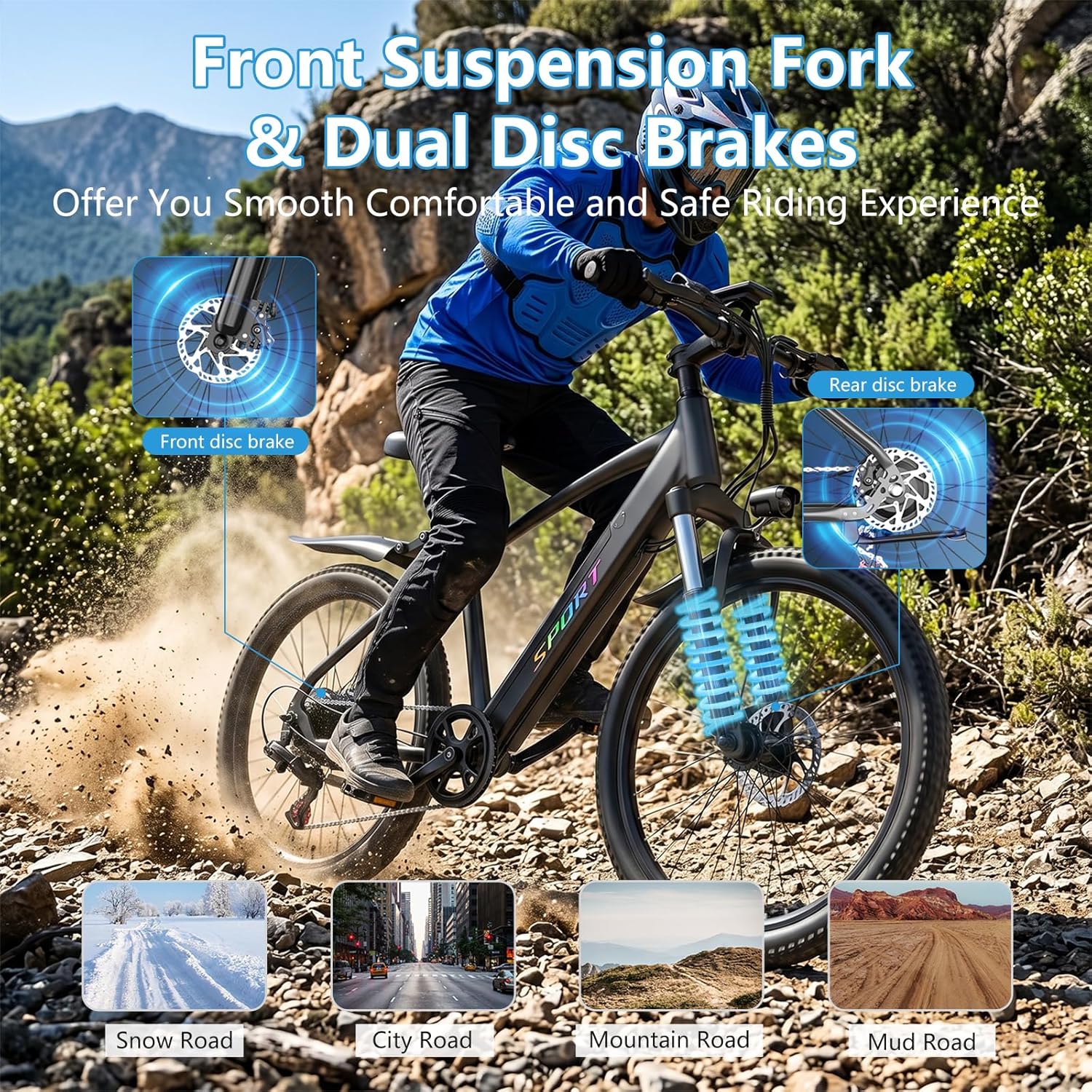 Step-Thru 26" Electric City Cruiser Bike – 1500W Peak Motor, 25MPH Max Speed, 48V 12Ah Removable Battery, 7-Speed Commuter E-Bike