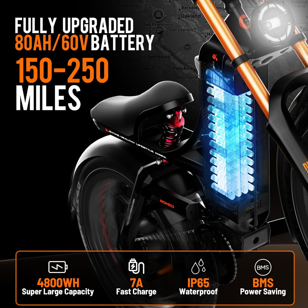 26" Dual-Motor Off-Road Electric Mountain Bike | 6000W Peak 52MPH Ultra Long Range E-Bike