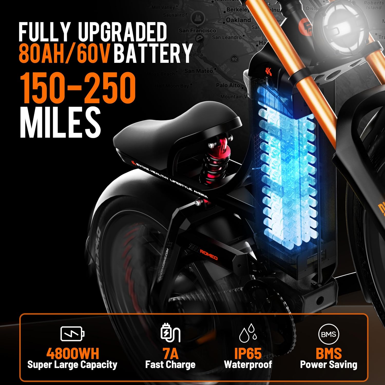 26" Dual-Motor Off-Road Electric Mountain Bike | 6000W Peak 52MPH Ultra Long Range E-Bike