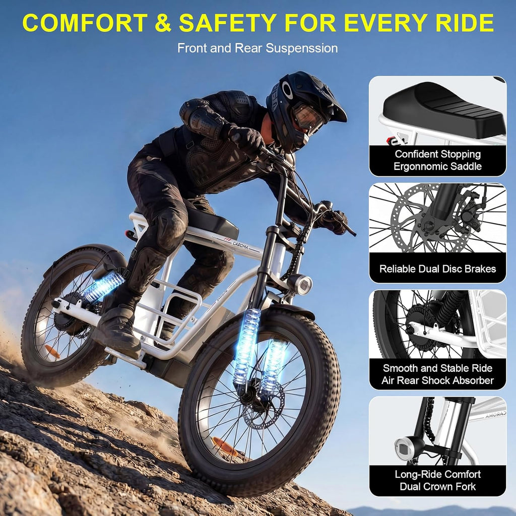 Adult Electric Utility Scooter with Seat – 1000W Peak, 25-Mile Range, 20 MPH, Cargo Basket & Comfort Suspension (UL 2272 Certified)