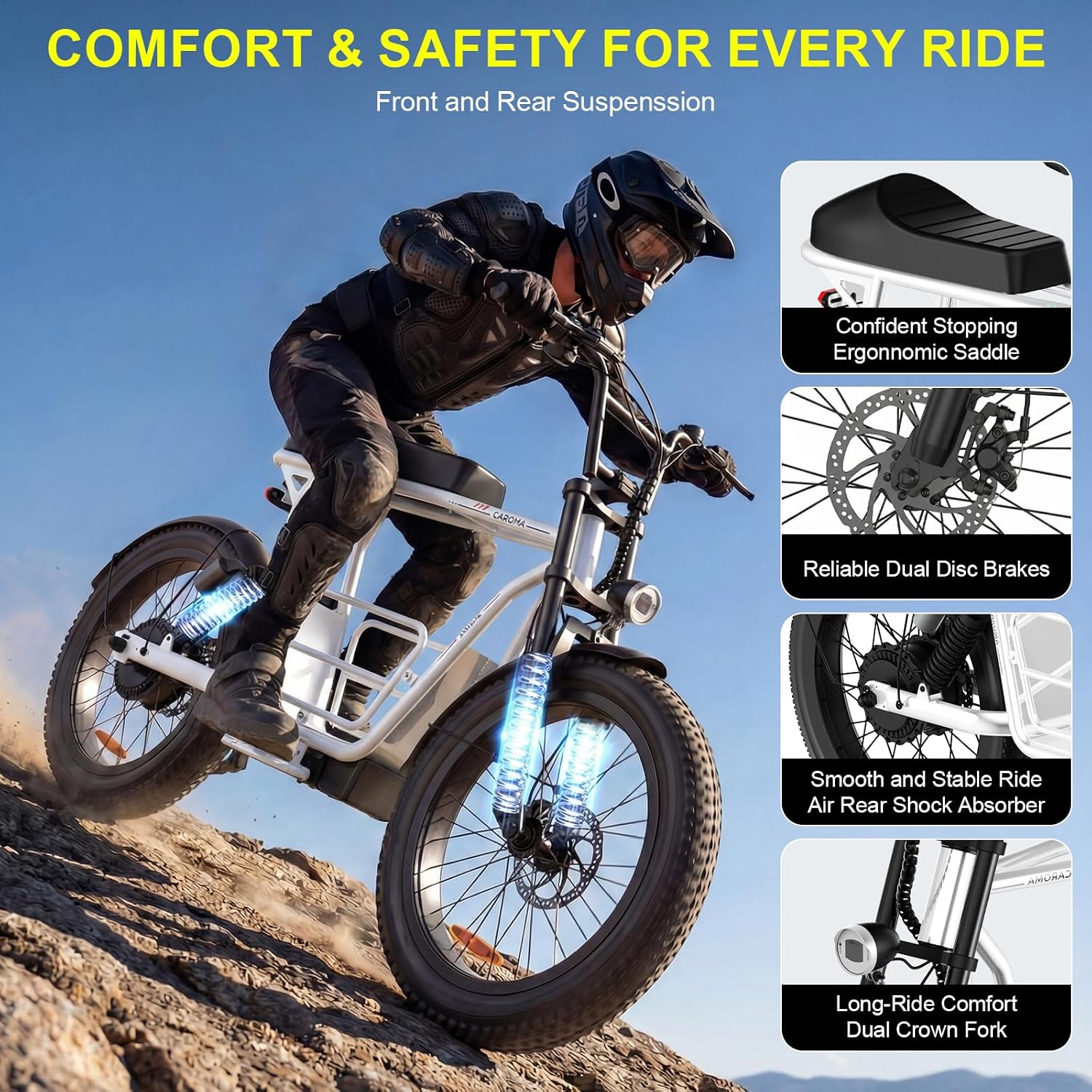 Adult Electric Utility Scooter with Seat – 1000W Peak, 25-Mile Range, 20 MPH, Cargo Basket & Comfort Suspension (UL 2272 Certified)