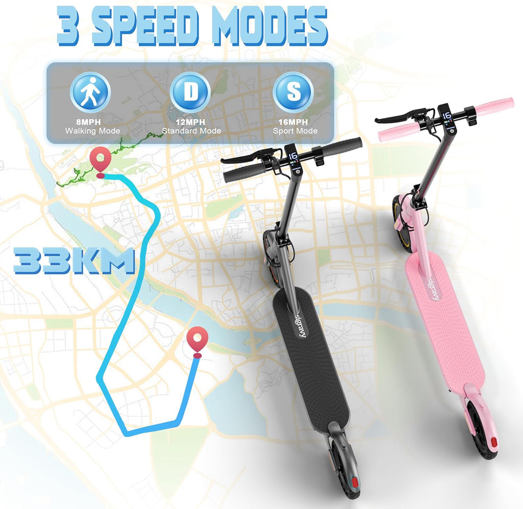 Electric Scooter for Adults, Foldable Commuter E Scooter for Teens, 350W Motor, 19 MPH, Up to 21 Miles Range, 8.5" Solid Tires, Cruise Control, Dual Brakes, LED Display