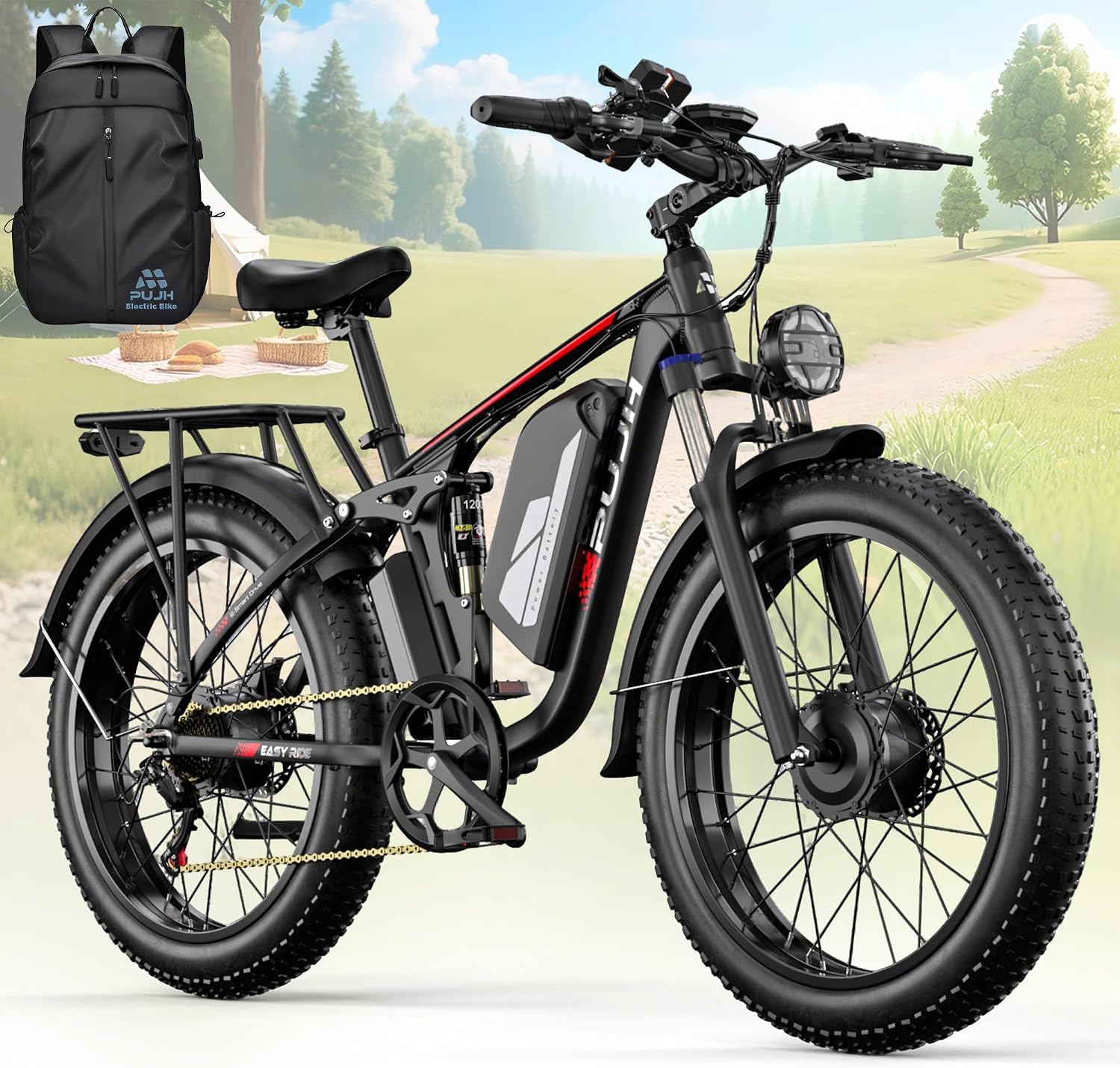 6000W Max Speed 45MPH Dual Motor Electric Bike for Adults,60V 1200Wh