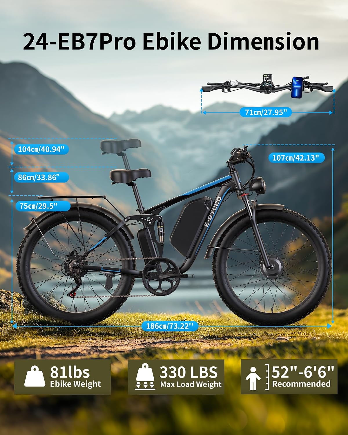 Dual Motor Off-Road Electric Bike | 6000W Peak, 52V 32Ah Long-Range Battery, 50 MPH Full Suspension Fat Tire E-Bike (24" or 26")