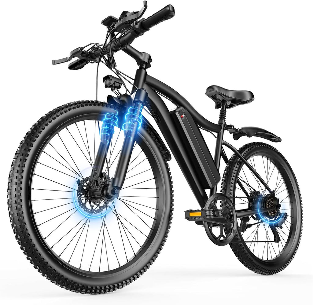 26" Electric Mountain Bike – 1200W Peak Motor Commuter E-Bike with 7-Speed Gears and IPX7 Waterproofing