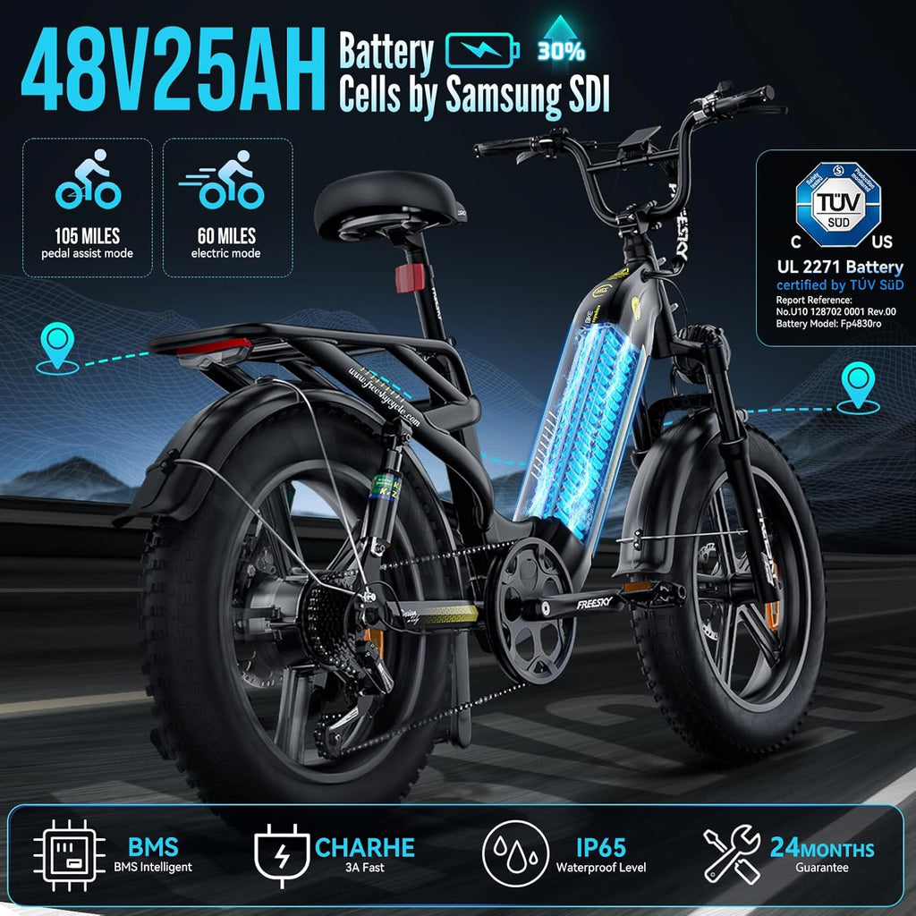 High-Performance Long-Range Step-Thru Electric Cruiser Bike