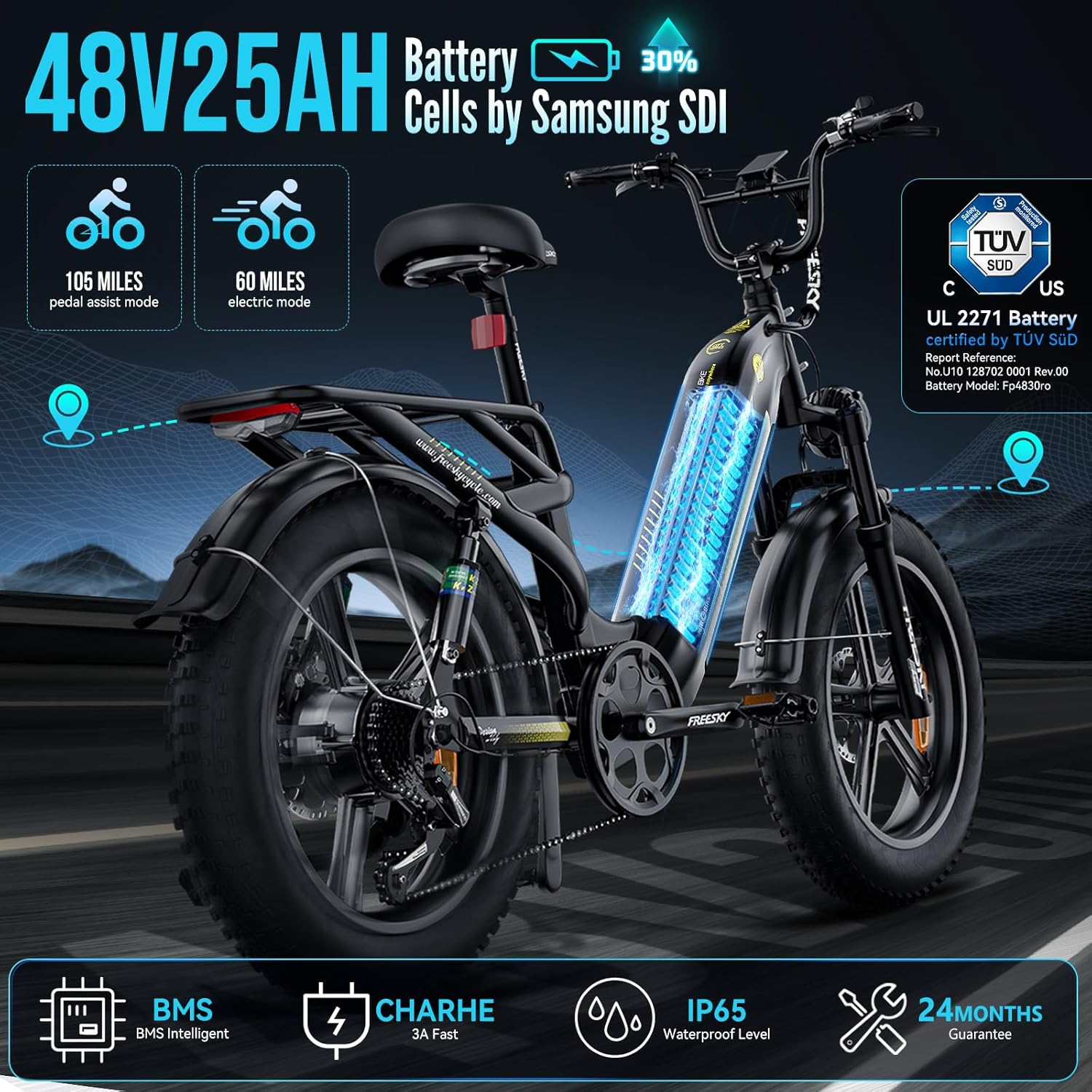 High-Performance Long-Range Step-Thru Electric Cruiser Bike
