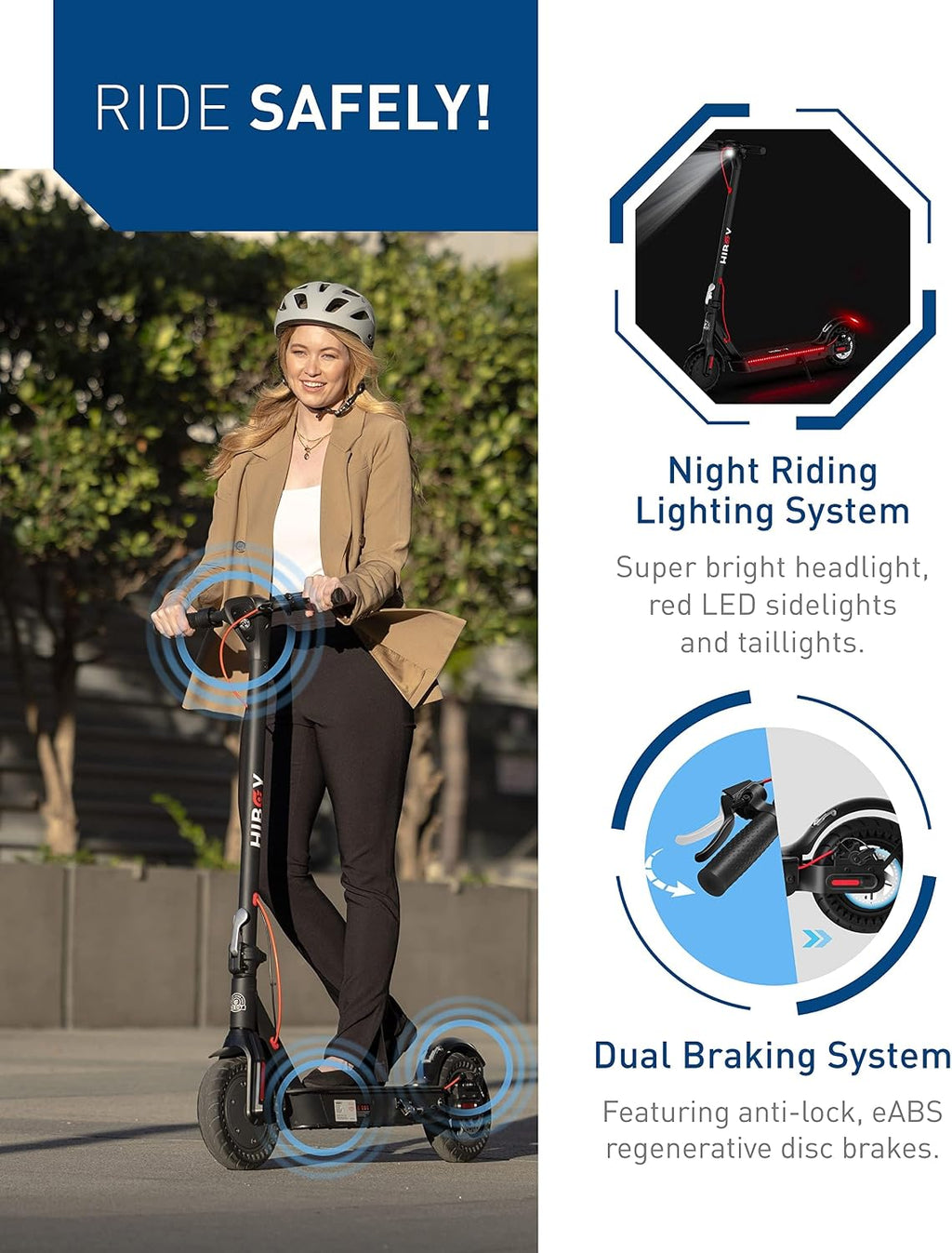 Electric Scooter, 500W Motor (750W Peak), 10" Honeycomb Tires, Up to 25 Miles Range, 19 MPH Foldable Electric Scooter for Adults with Hiboy App