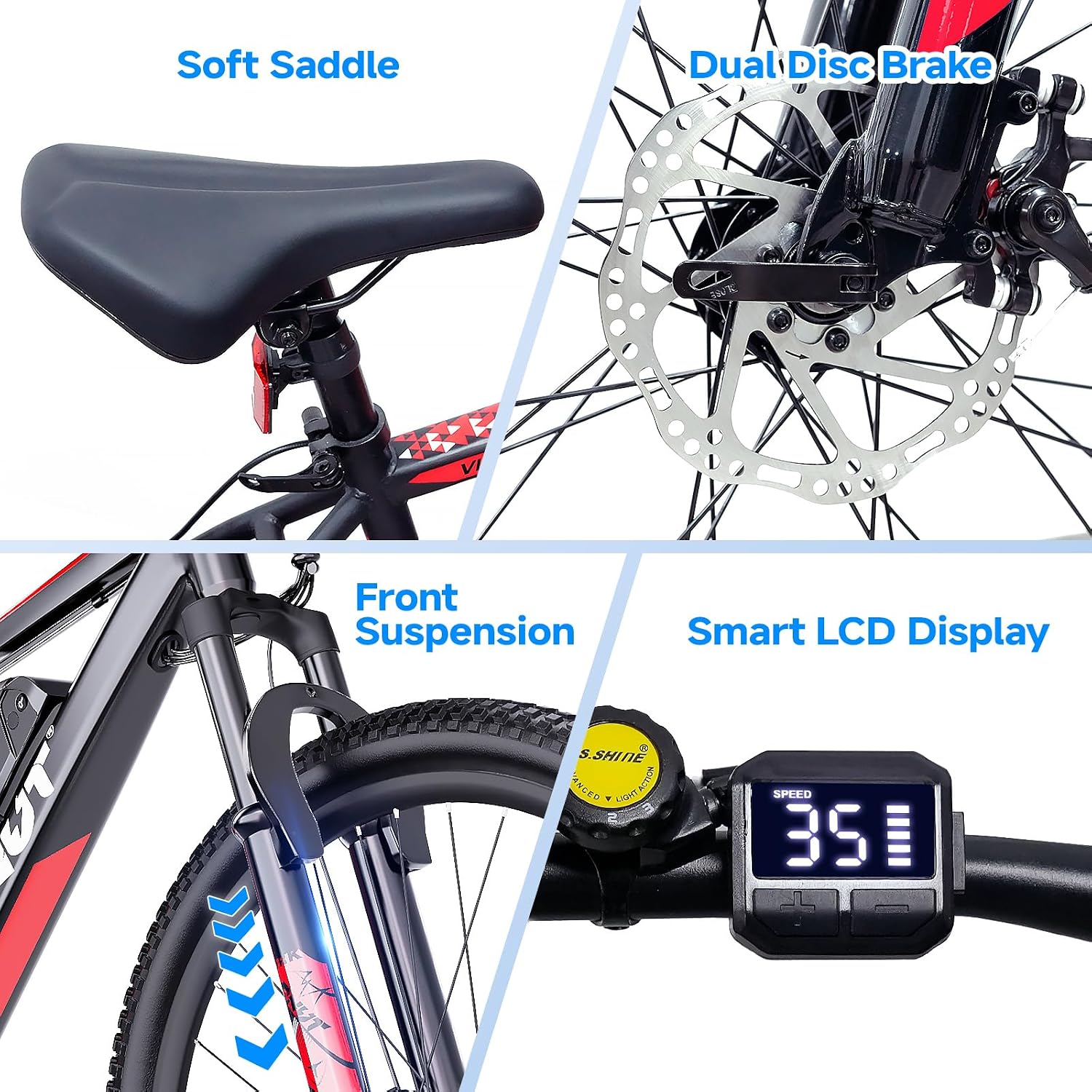 26" Electric Mountain Bike for Adults | 750W Peak Motor, 21-Speed, Removable 375Wh Battery All-Terrain Commuter E-Bike