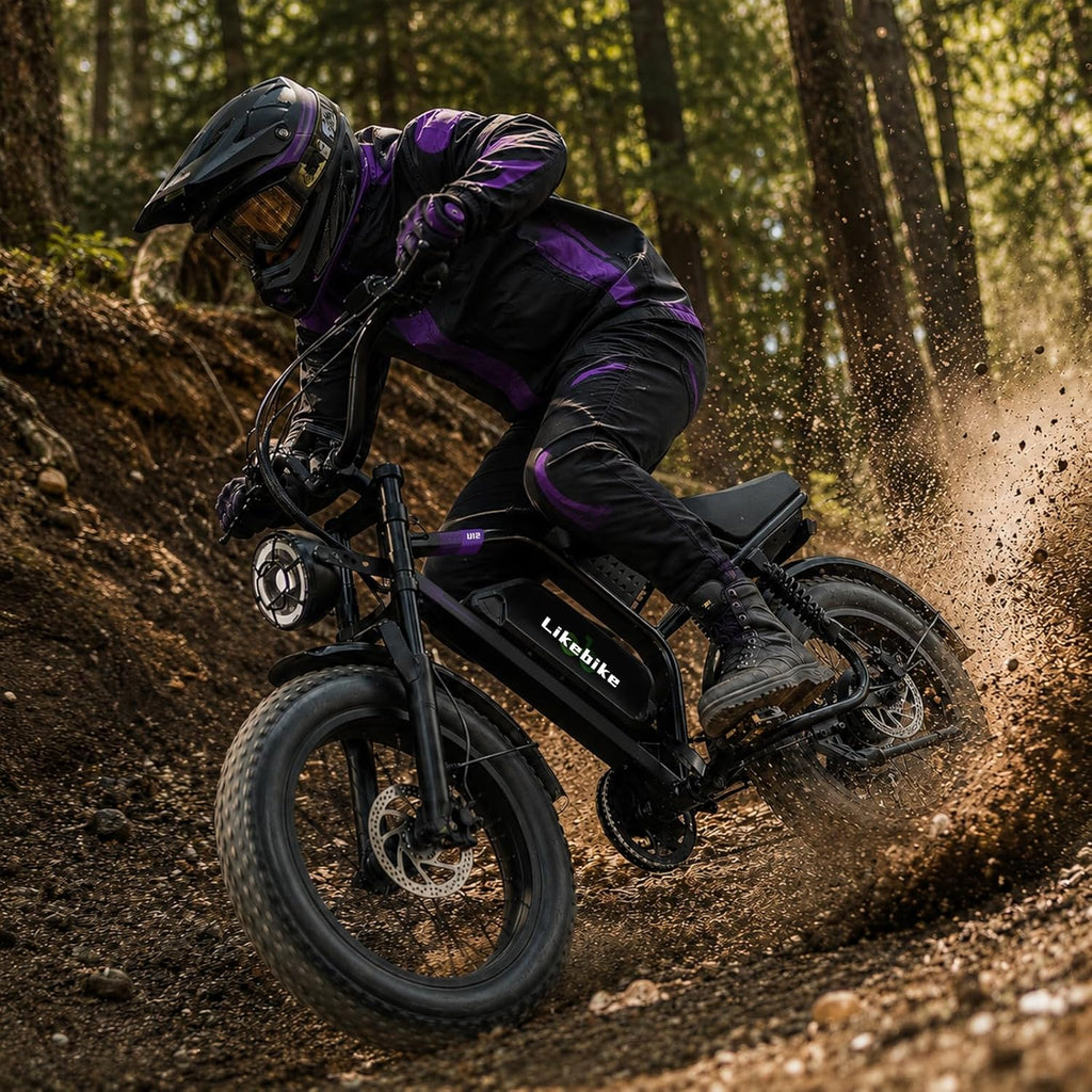 All-Terrain 20" Fat Tire Electric Mountain Bike – Up to 3000W Peak Dual Suspension E-Bike, 48V Removable Battery, Hydraulic Disc Brakes