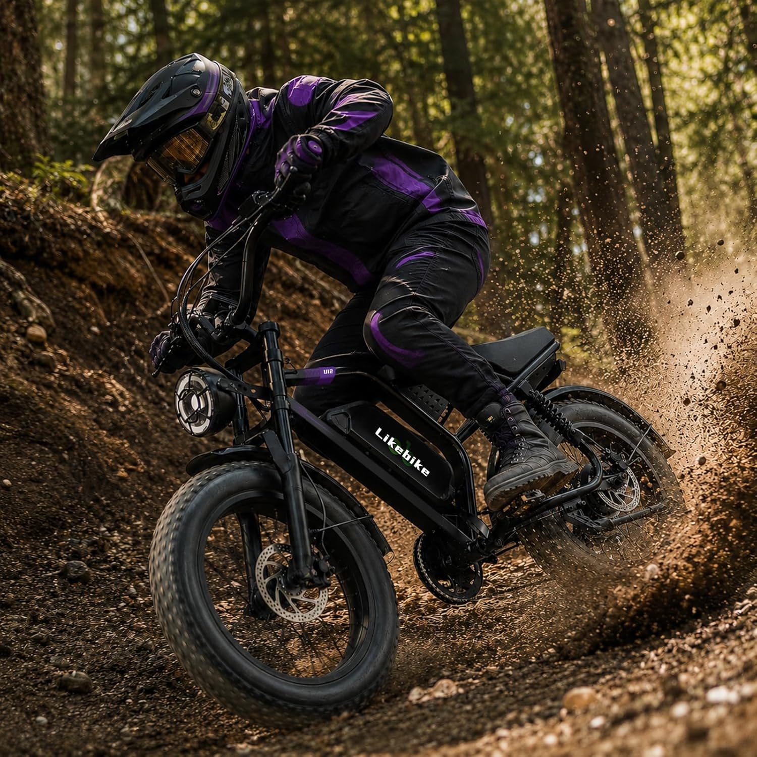 All-Terrain 20" Fat Tire Electric Mountain Bike – Up to 3000W Peak Dual Suspension E-Bike, 48V Removable Battery, Hydraulic Disc Brakes