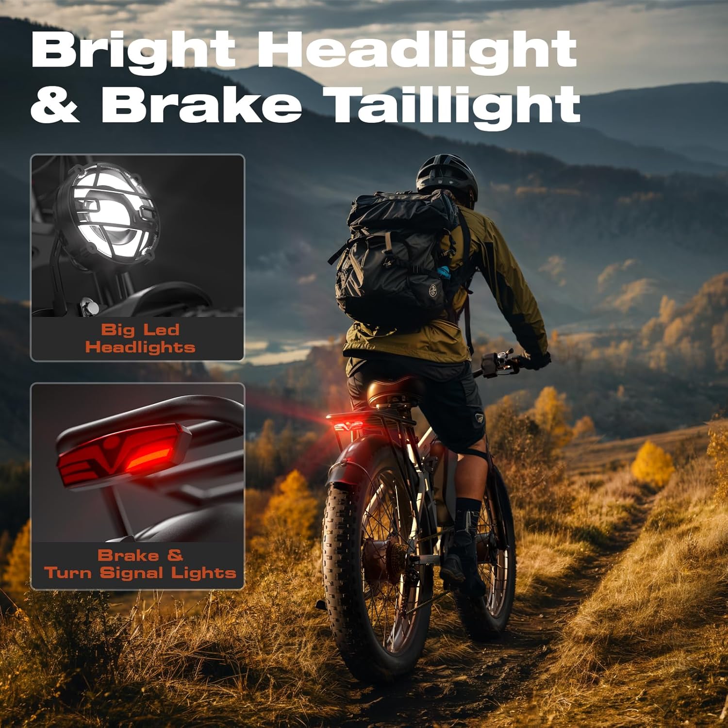 All-Terrain 24" Fat Tire Electric Bike – 4000W Peak Dual Motor, 38MPH Max Speed, 52V 25Ah Removable Battery, Full Suspension Off-Road E-Bike