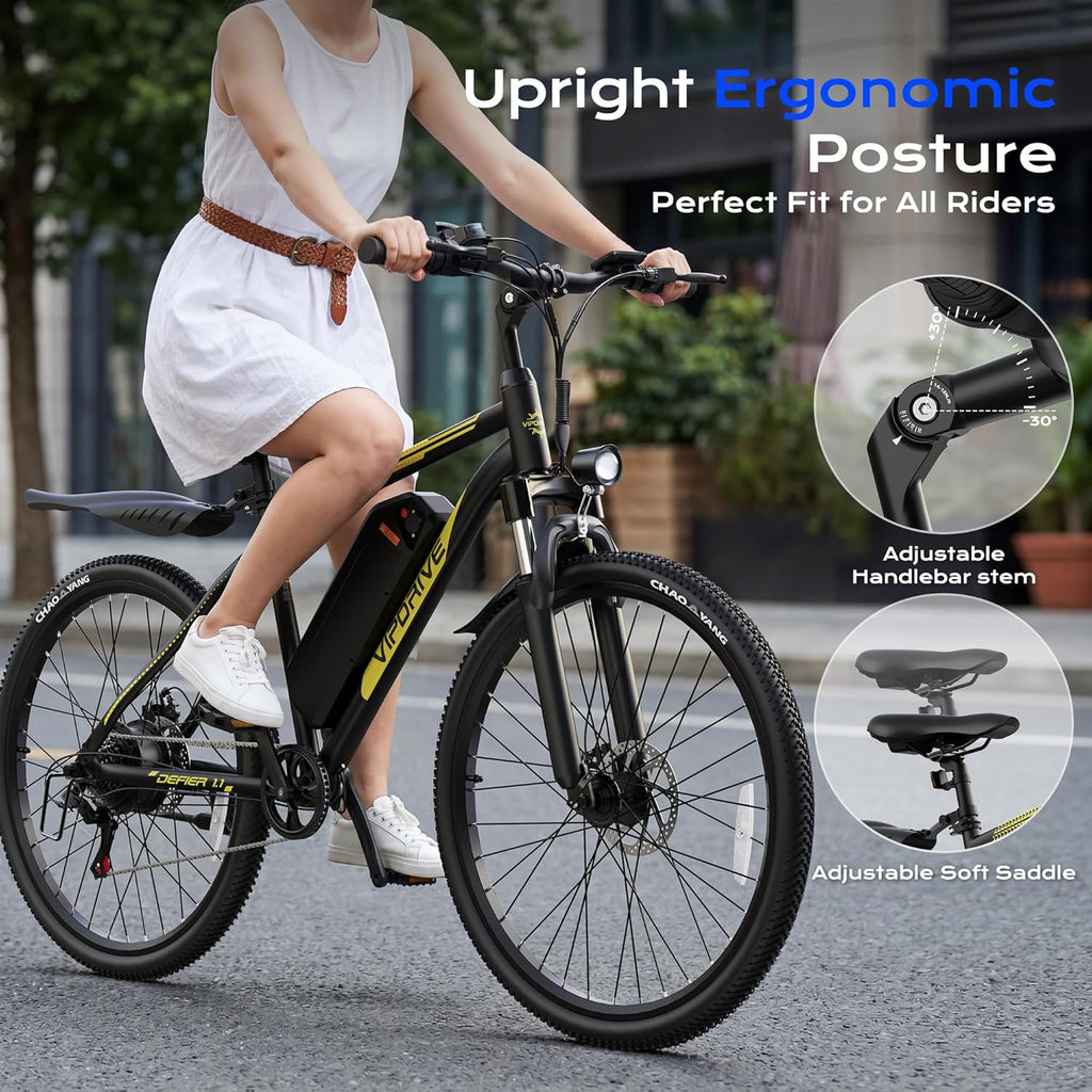 24"/26" Commuter & Mountain Electric Bike – 750W Peak Front Suspension All-Terrain E-Bike