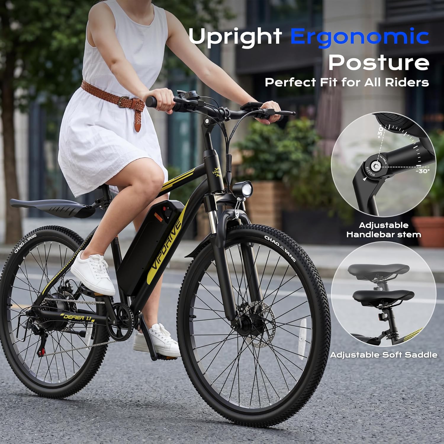 24"/26" Commuter & Mountain Electric Bike – 750W Peak Front Suspension All-Terrain E-Bike