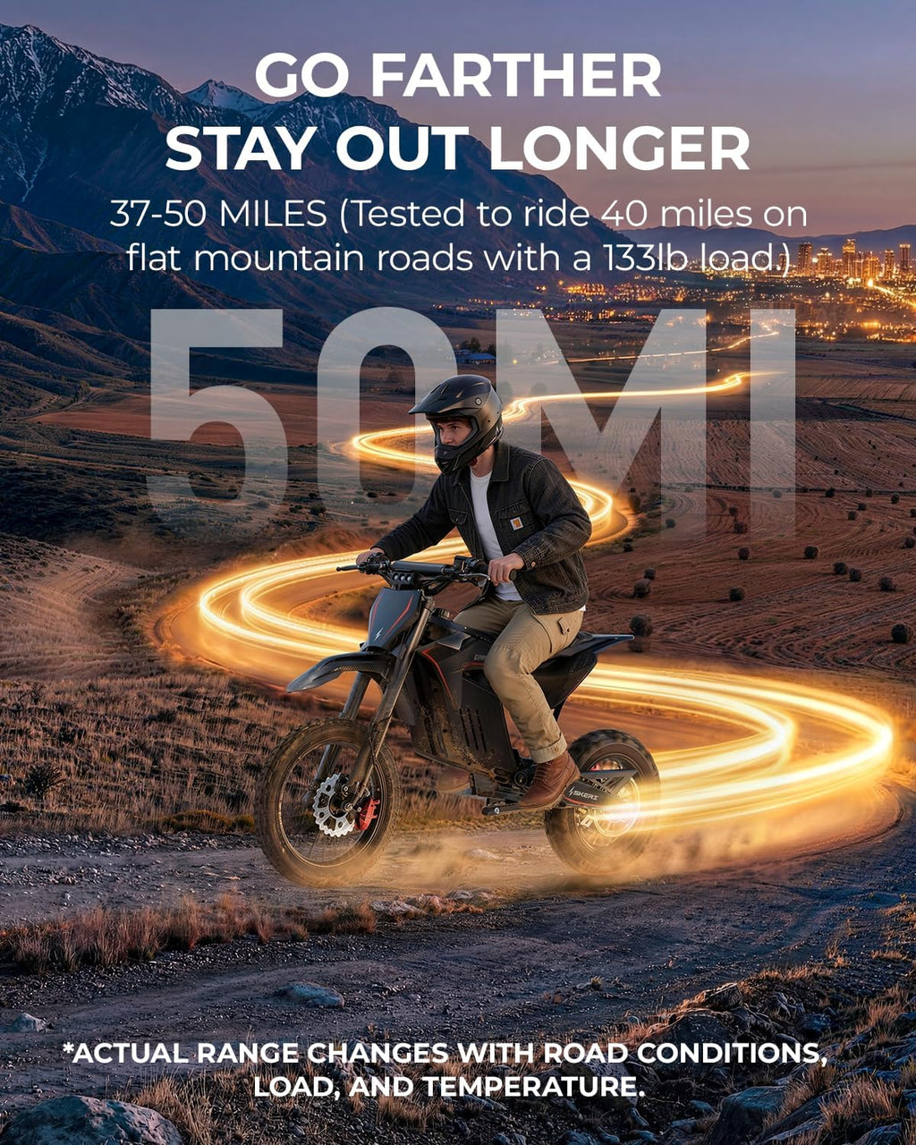 Electric Dirt Bike for Adults & Teens, 14"/12" Fat Tire 3200W Motor 37MPH Off-Road EBike, 48V