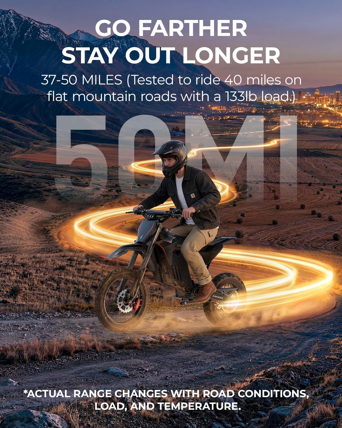 Electric Dirt Bike for Adults & Teens, 14"/12" Fat Tire 3200W Motor 37MPH Off-Road EBike, 48V