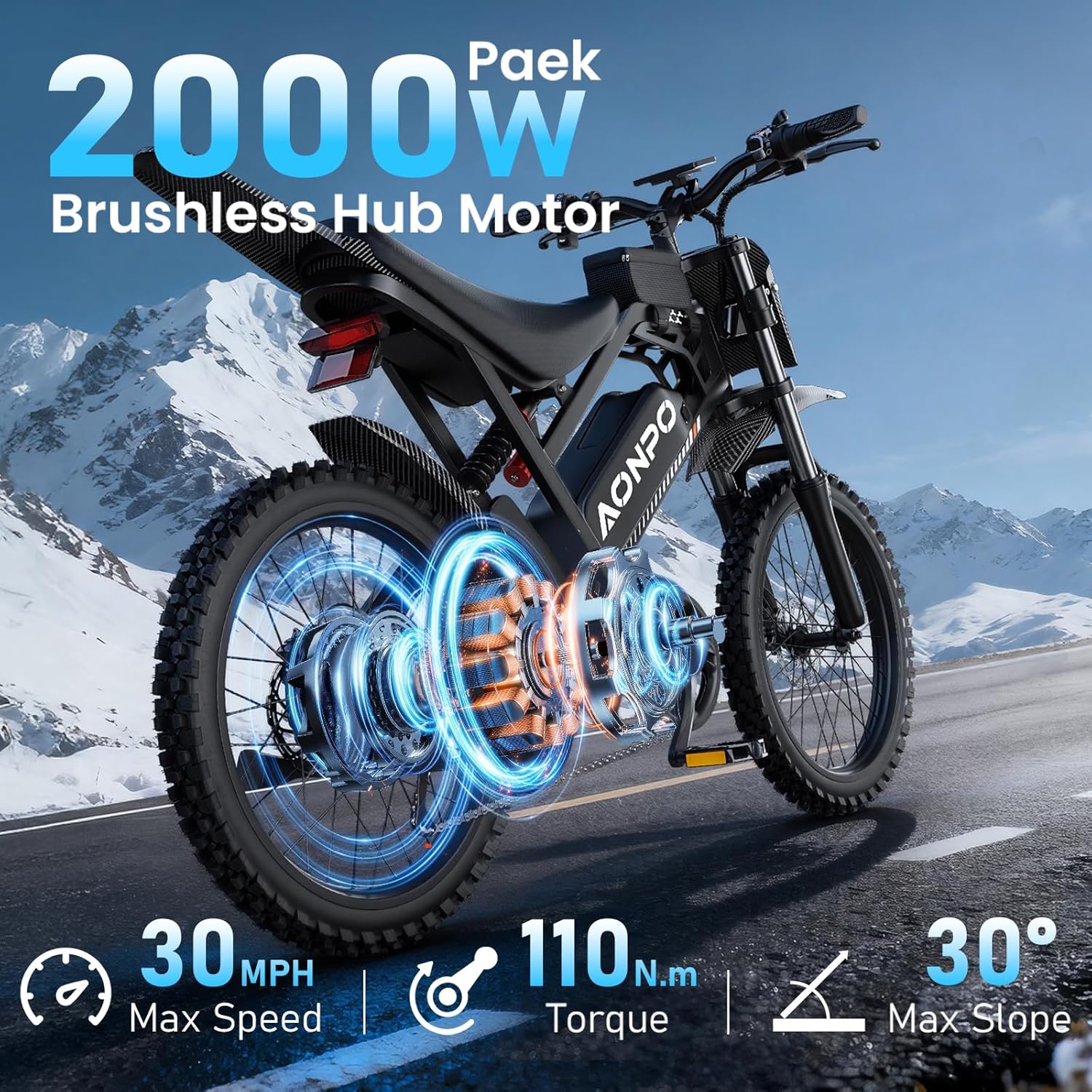 Electric Bike for Adults,Peak 2000W/3000W Ebikes for Adults,30 MPH/33 MPH Ebike,48V 18.2AH/ 52V 22.5AH