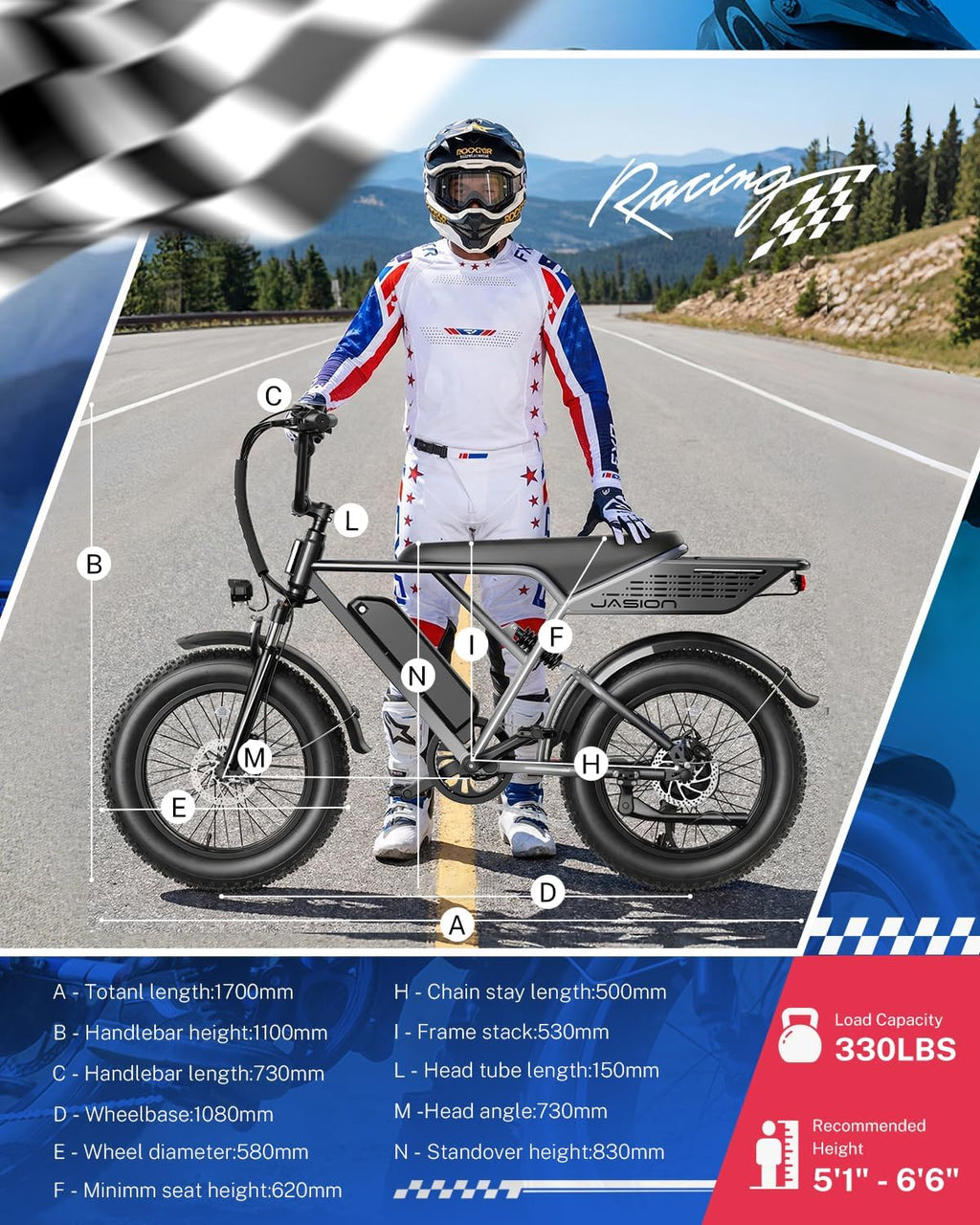 Electric Bike for Adults, 2000W/3000W Peak - 30/38MPH Electric Dirt Bike, 48V-52V, 13AH/20AH