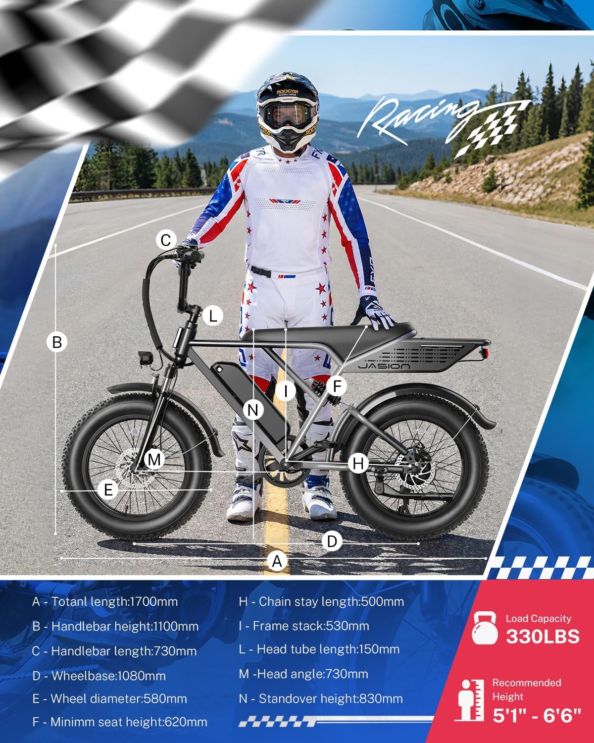 Electric Bike for Adults, 2000W/3000W Peak - 30/38MPH Electric Dirt Bike, 48V-52V, 13AH/20AH