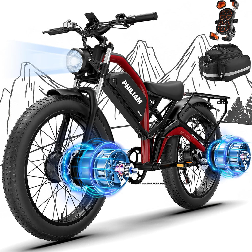 5000W Peak Dual Motor Off-Road Electric Bike – 26" All-Terrain Fat Tire E-Bike with Full Suspension