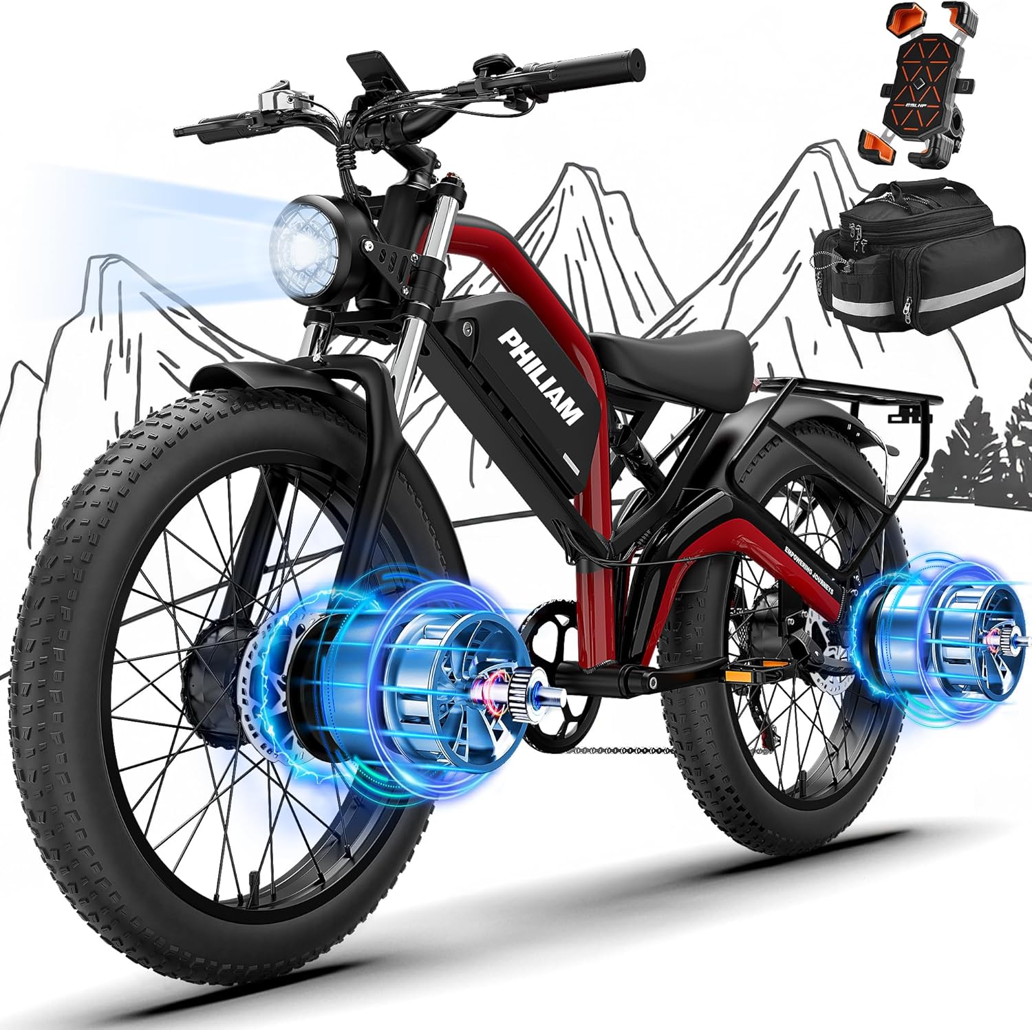 5000W Peak Dual Motor Electric Bike | 26" Fat Tire All-Terrain E-Bike
