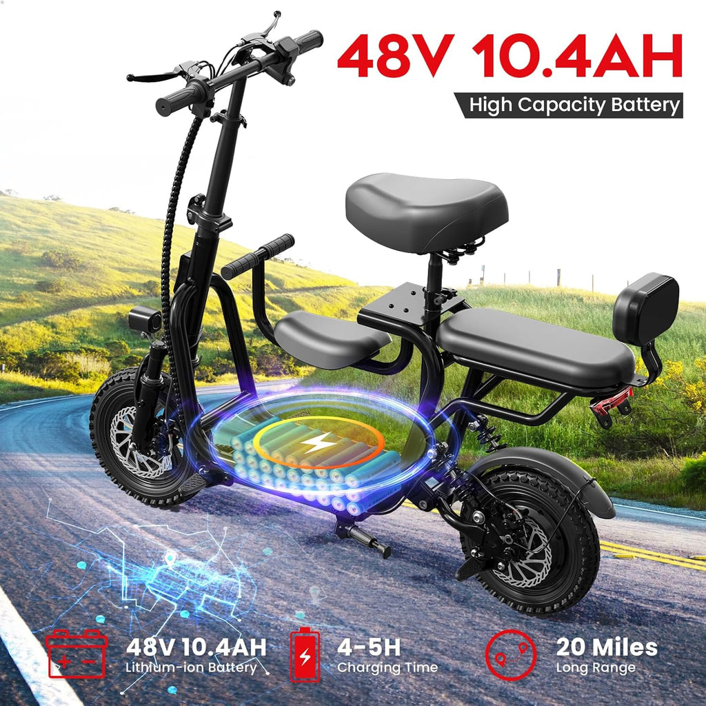 Electric Scooter with Seat for Adult, 36V/48V Electric Scooter for Adults 500W/750W Motor, 20 Mile Range