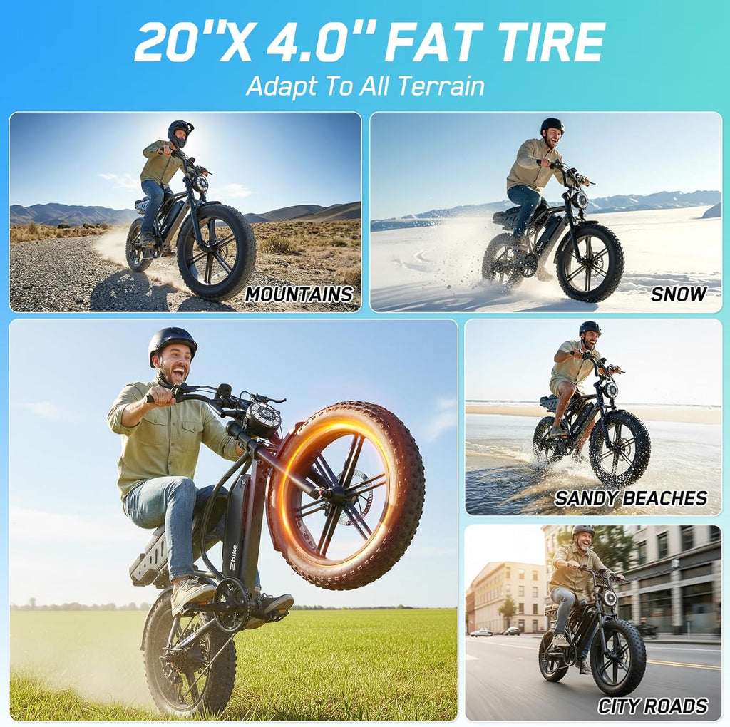 Electric Bike for Adults, Peak 1500W Motor Retro E Bike, Range 65/120Miles, 48V 15Ah