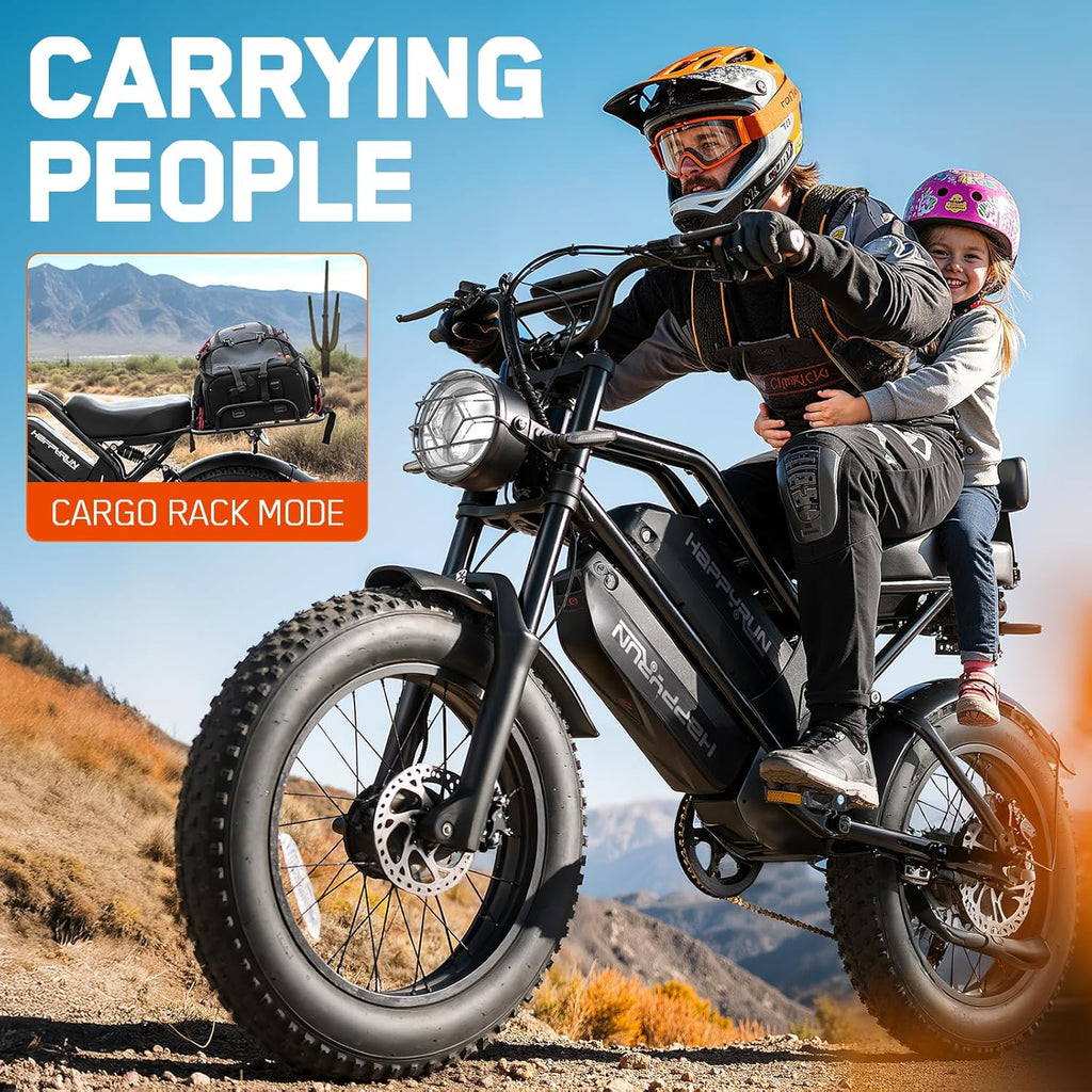 5000W Peak Dual-Motor All-Terrain Fat Tire Electric Bike for Adults – 36 MPH Moped E-Bike with 33Ah Removable Battery
